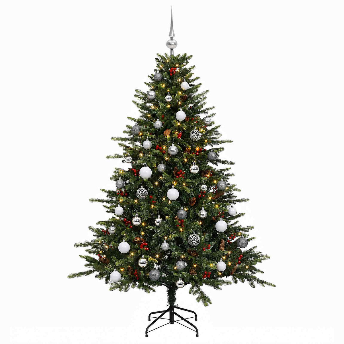 vidaXL Artificial Christmas Tree with Bauble 150 cm 150 LEDs 4