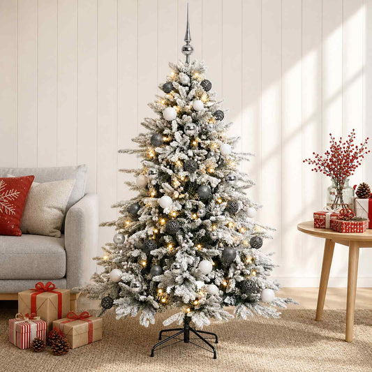 vidaXL Artificial Christmas Tree with Bauble 120 cm 150 LEDs 1