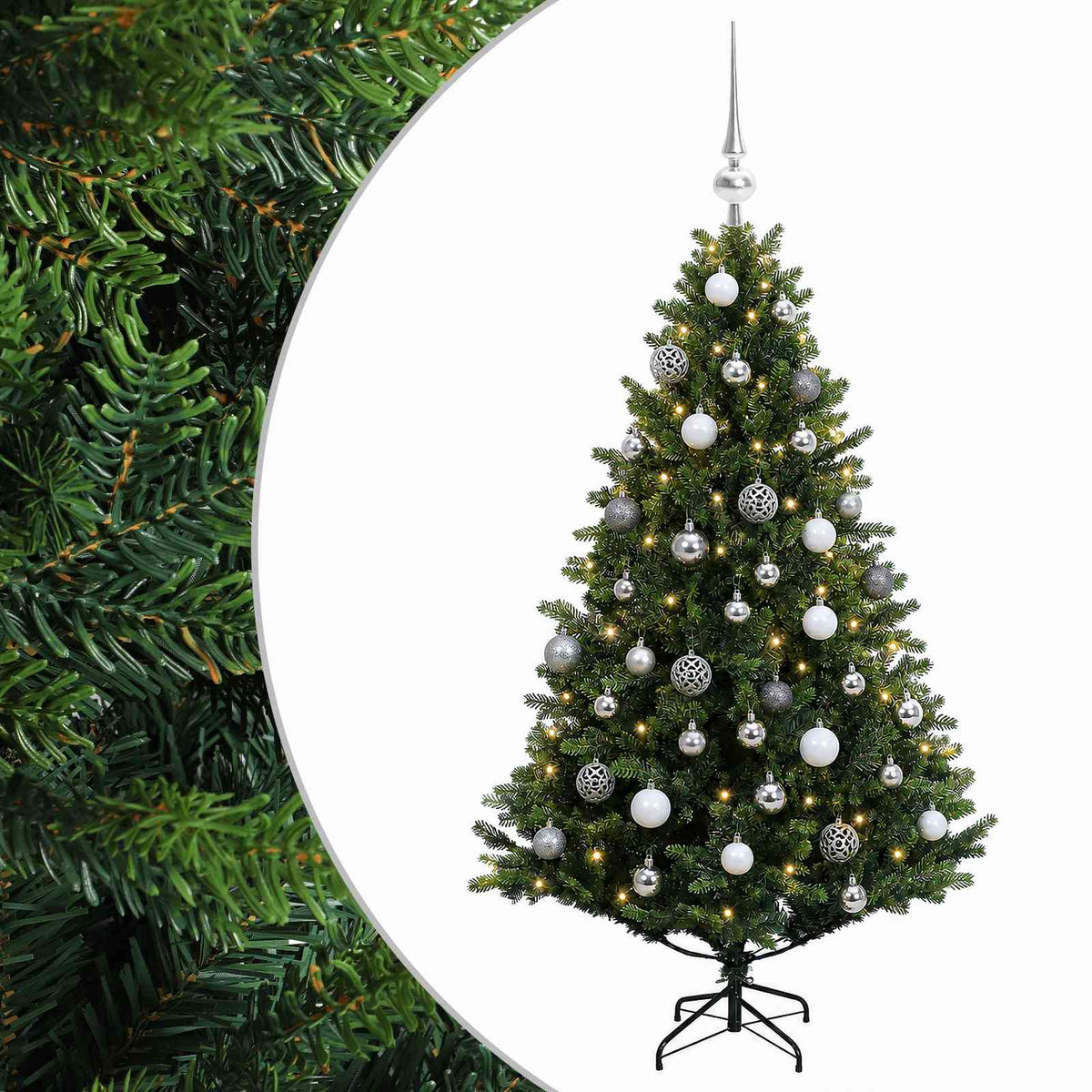 vidaXL Artificial Christmas Tree with Bauble 150 cm 150 LEDs 2