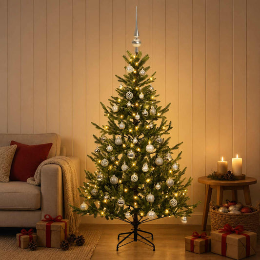 vidaXL Artificial Christmas Tree with Bauble 150 cm 150 LEDs 1