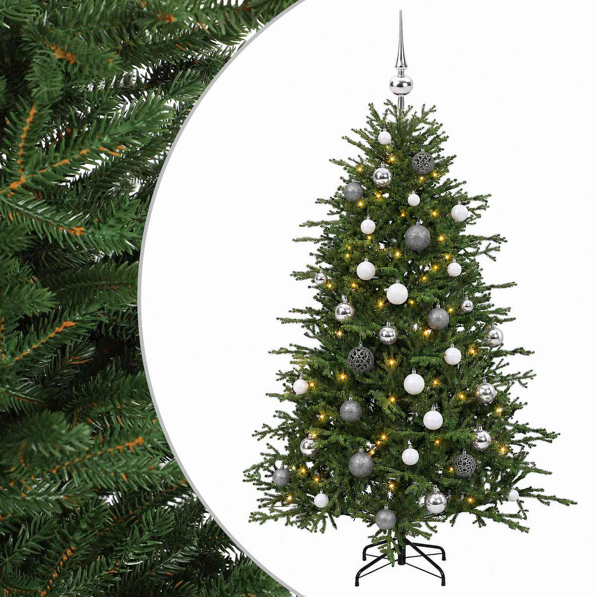 vidaXL Artificial Christmas Tree with Bauble 150 cm 150 LEDs 2