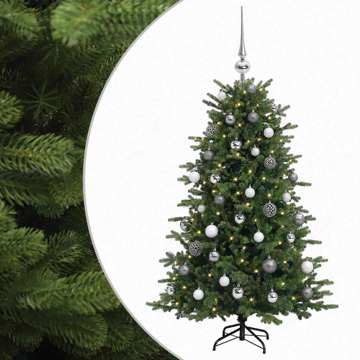 vidaXL Artificial Christmas Tree with Bauble 120 cm 150 LEDs 2