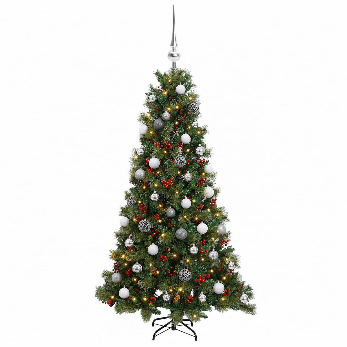 vidaXL Artificial Christmas Tree with Bauble 120 cm 150 LEDs 4