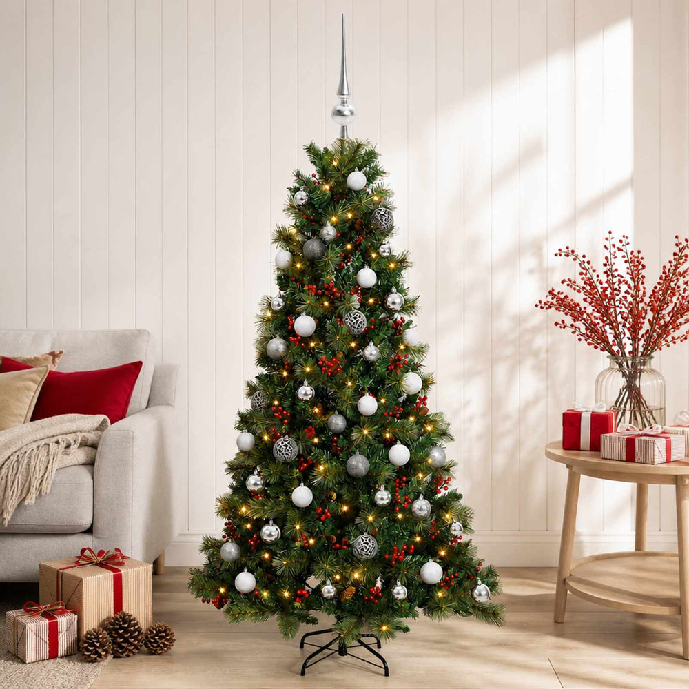 vidaXL Artificial Christmas Tree with Bauble 120 cm 150 LEDs