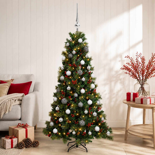 vidaXL Artificial Christmas Tree with Bauble 150 cm 150 LEDs 1