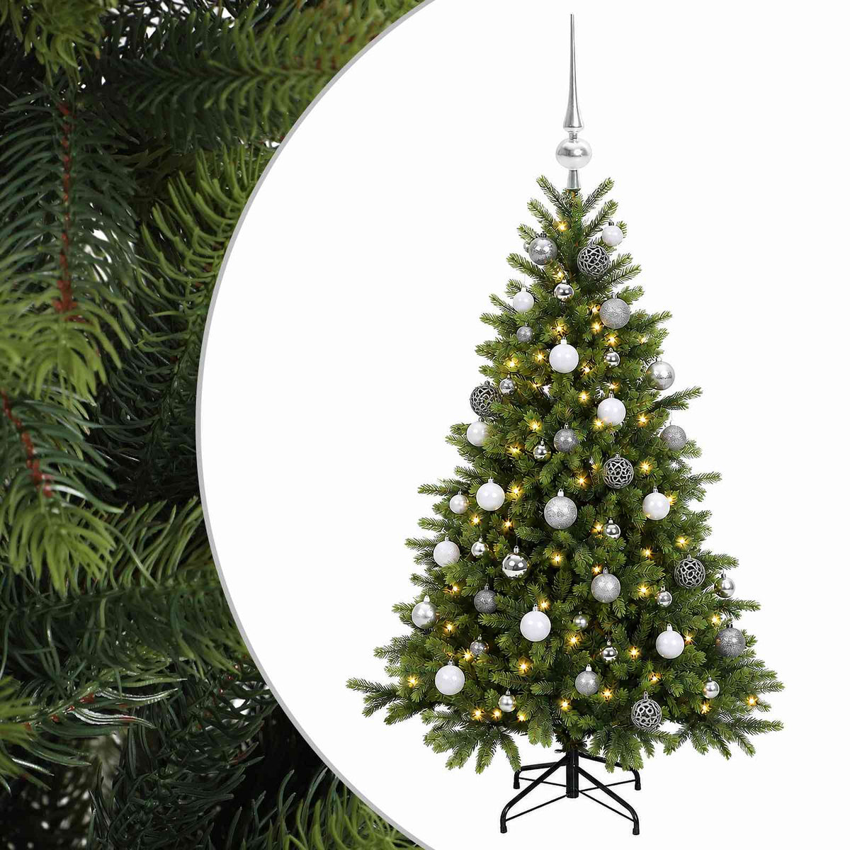 vidaXL Artificial Christmas Tree with Bauble 120 cm 150 LEDs 2