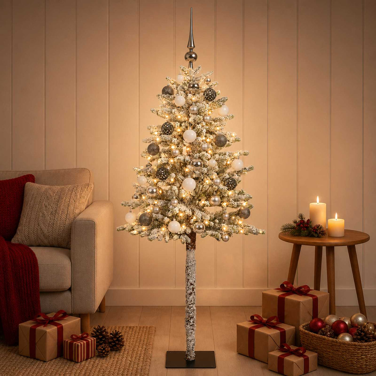vidaXL Artificial Christmas Tree with Bauble 120 cm 150 LEDs 3