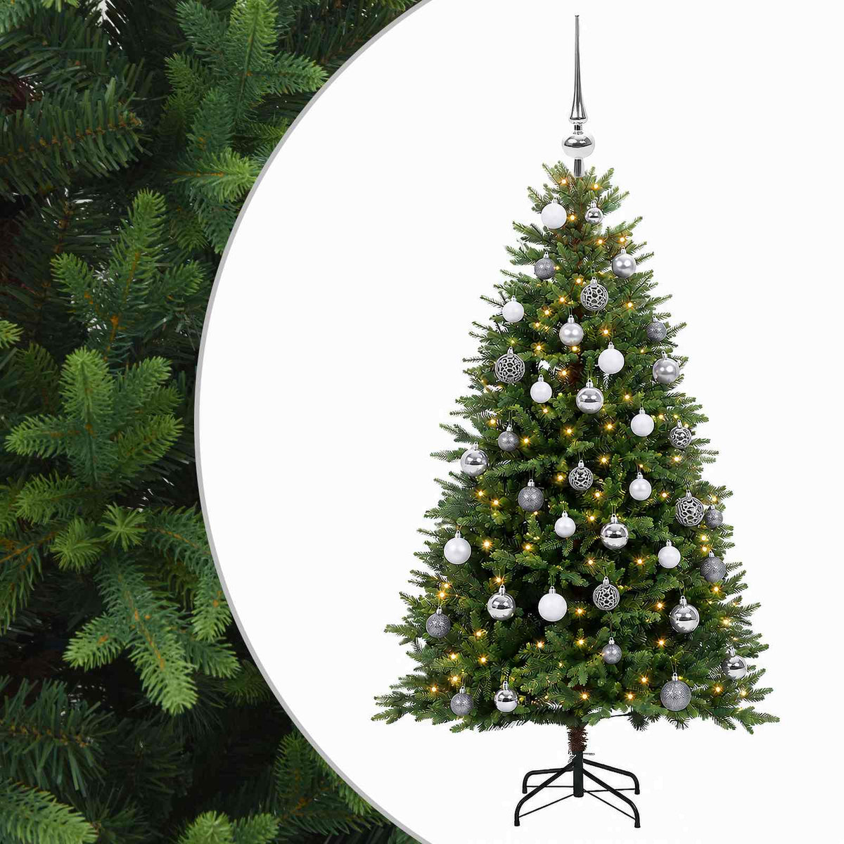 vidaXL Artificial Christmas Tree with Bauble 150 cm 150 LEDs 2