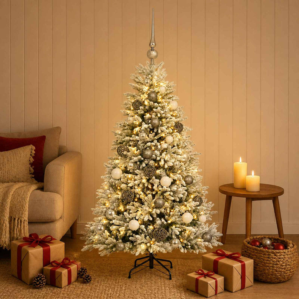 vidaXL Artificial Christmas Tree with Bauble 150 cm 150 LEDs 3
