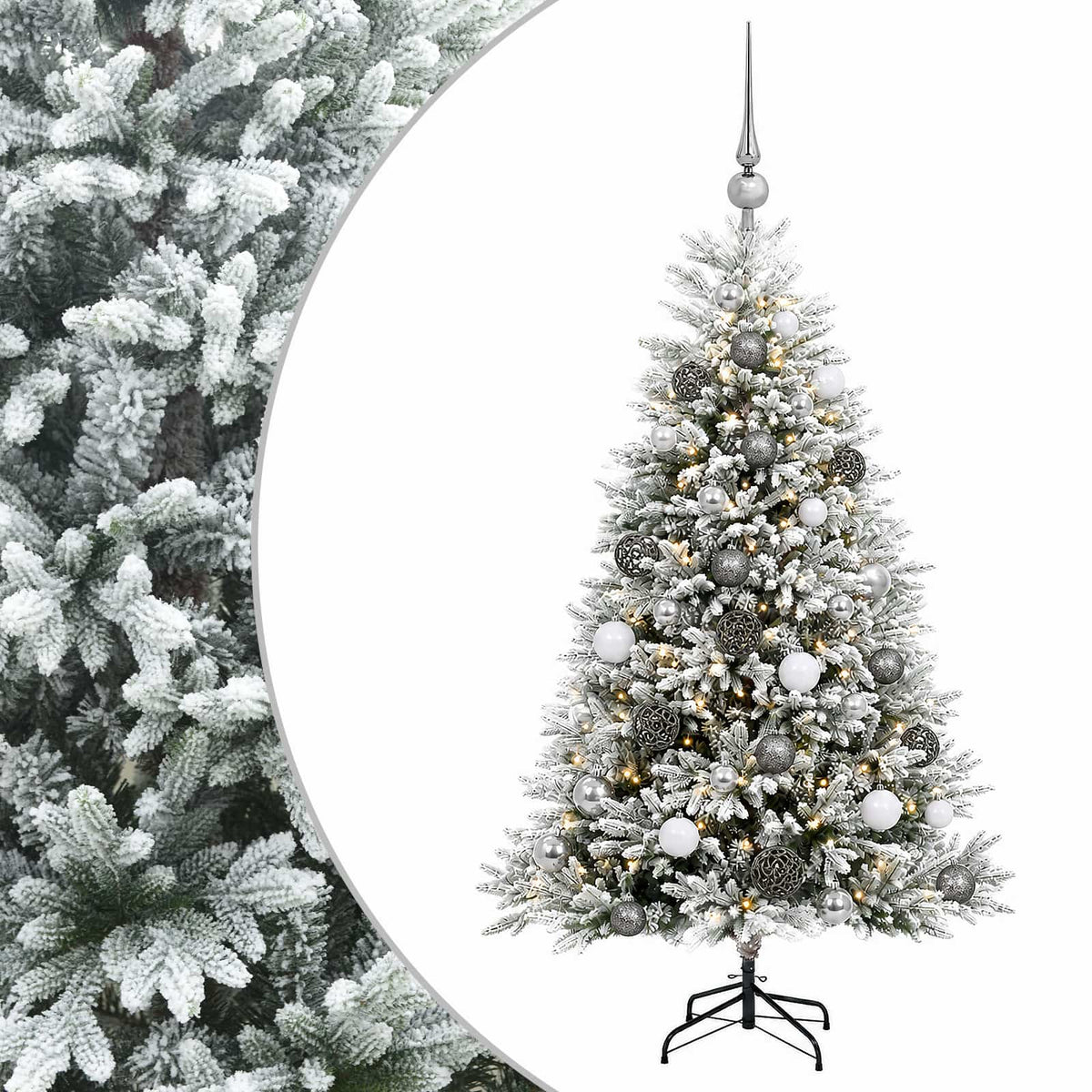vidaXL Artificial Christmas Tree with Bauble 150 cm 150 LEDs 2