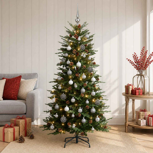 vidaXL Artificial Hinged Christmas Tree 150 cm 150 LEDs Warm White 1