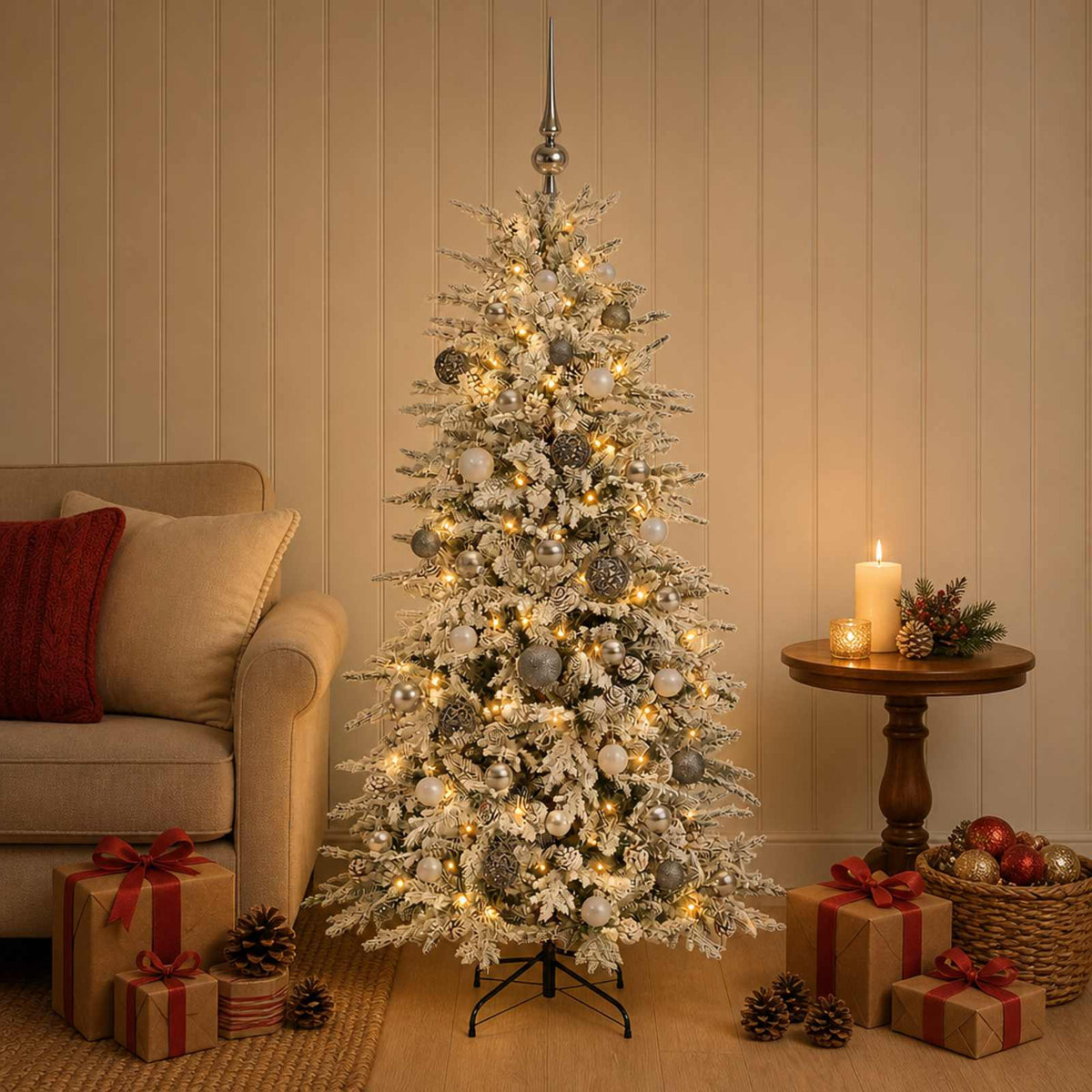 vidaXL Artificial Christmas Tree with Bauble 120 cm 150 LEDs 3