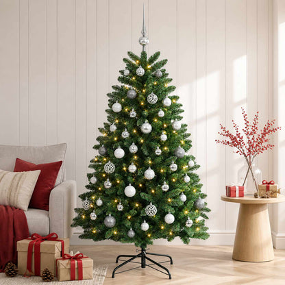 vidaXL Artificial Christmas Tree Mid-green with Bauble 150 cm 150 LEDs 1