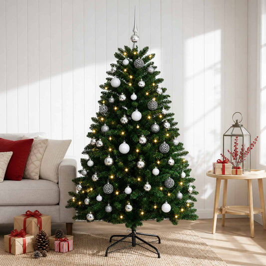 vidaXL Artificial Christmas Tree Mid-green with Bauble 180 cm 300 LEDs 1