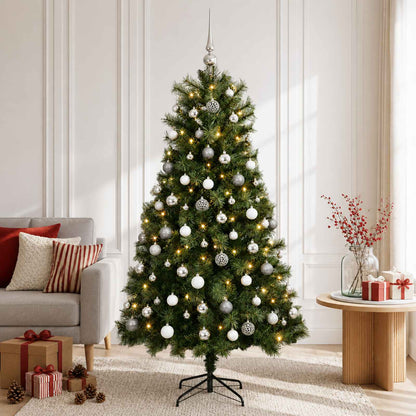 vidaXL Artificial Hinged Christmas Tree with Baubles 150 cm 150 LEDs 3