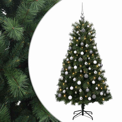 vidaXL Artificial Hinged Christmas Tree with Baubles 150 cm 150 LEDs 2