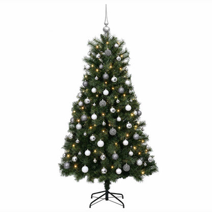 vidaXL Artificial Hinged Christmas Tree with Baubles 150 cm 150 LEDs 4