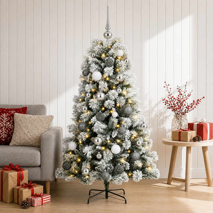 vidaXL Artificial Hinged Christmas Tree with Baubles 150 cm 150 LEDs 1