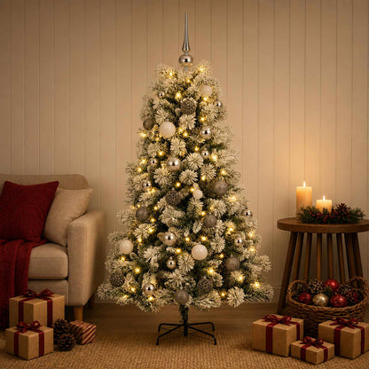 vidaXL Artificial Hinged Christmas Tree with Baubles 150 cm 150 LEDs 3