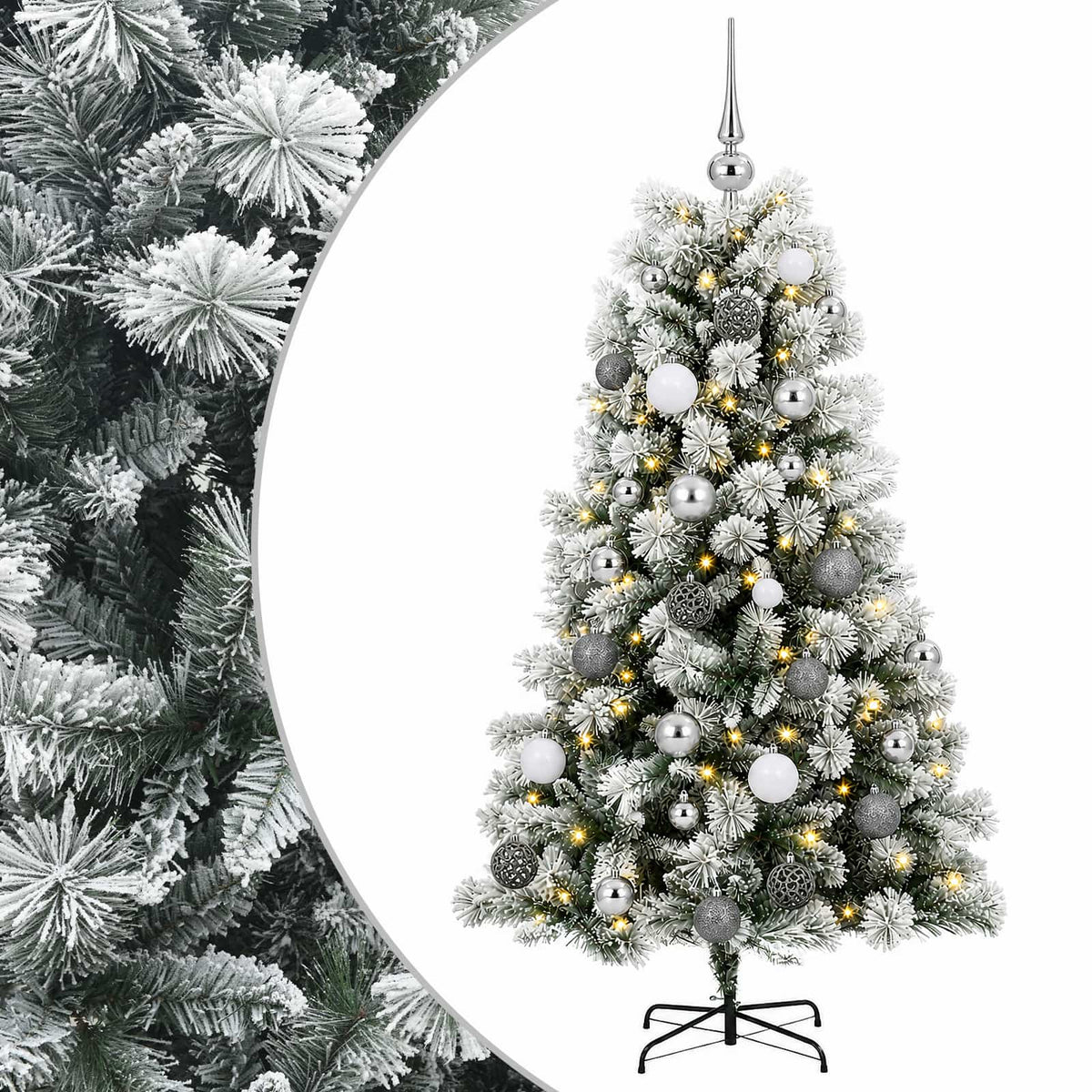 vidaXL Artificial Hinged Christmas Tree with Baubles 150 cm 150 LEDs 2