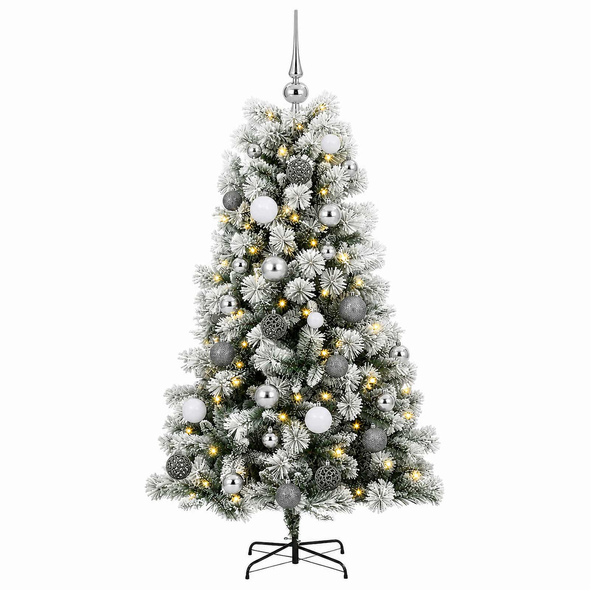 vidaXL Artificial Hinged Christmas Tree with Baubles 150 cm 150 LEDs 4