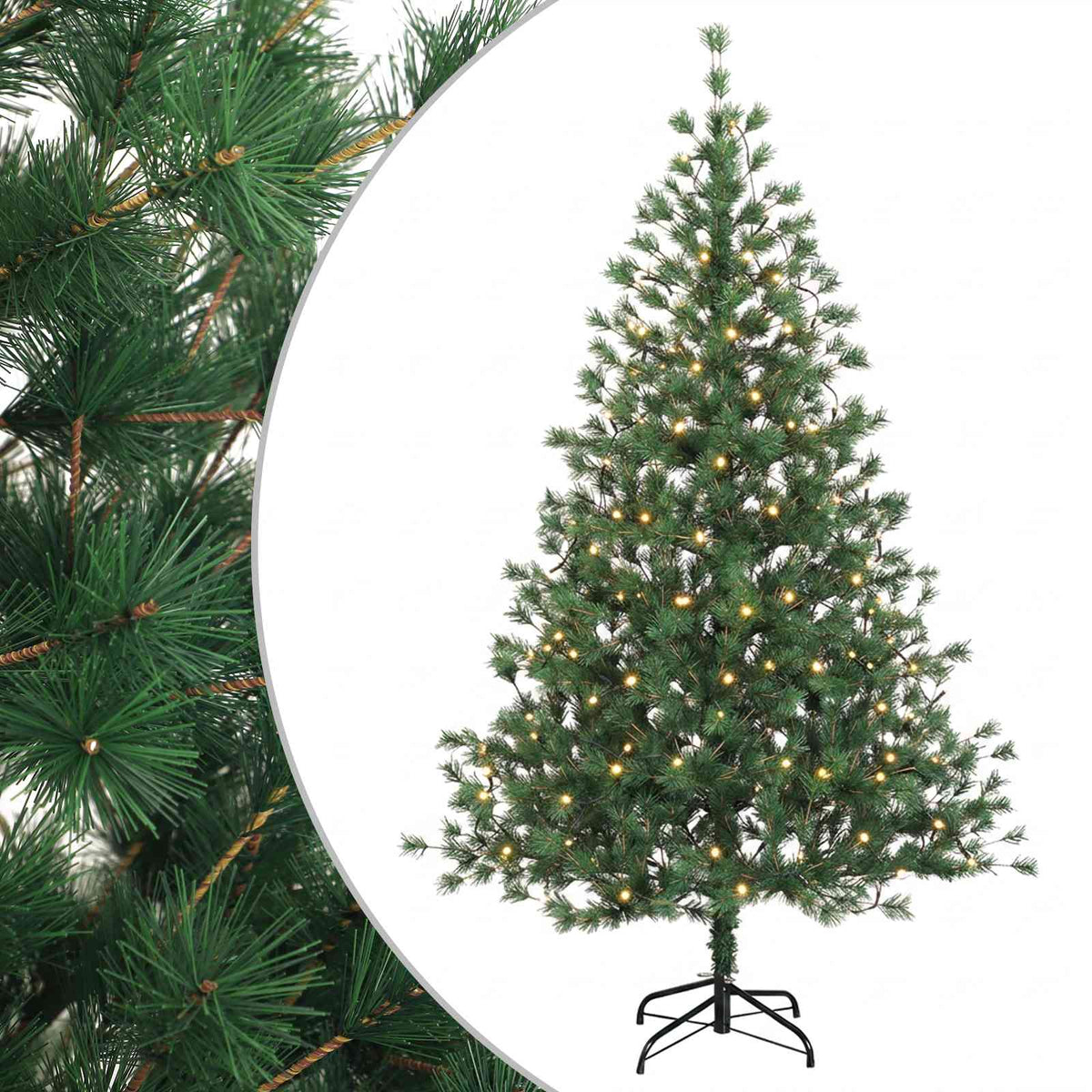 Artificial Christmas Tree with Bauble 300 LEDs Height 210 cm with LEDs