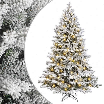 Artificial Christmas Tree with Bauble 300 LEDs Green and white 240 cm with LEDs