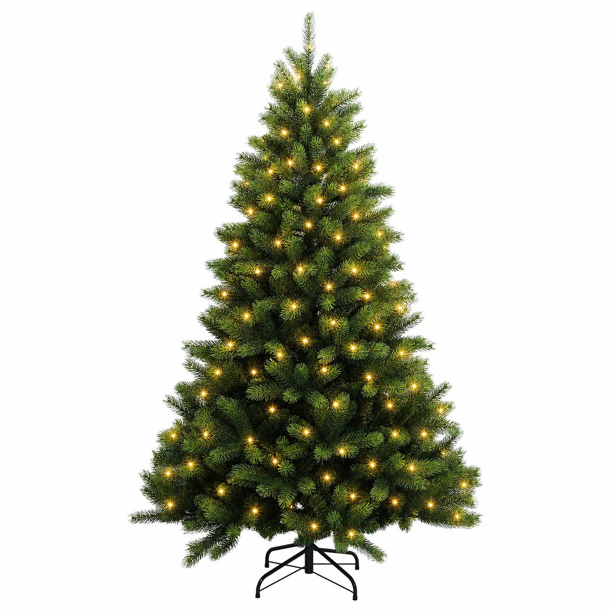 vidaXL Artificial Hinged Christmas Tree 210 cm 300 LEDs Warm White 4