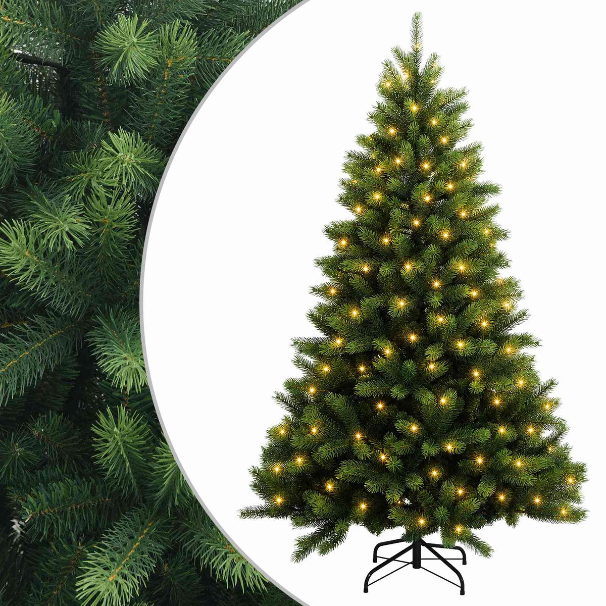 vidaXL Artificial Hinged Christmas Tree 240 cm 300 LEDs Warm White 2