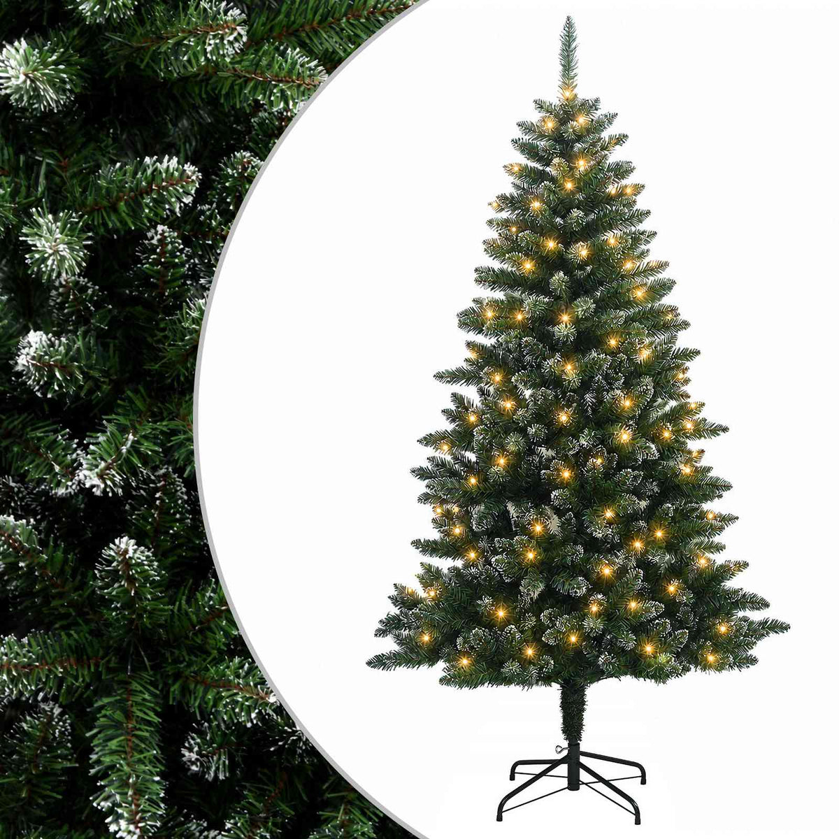vidaXL Artificial Hinged Christmas Tree 210 cm 300 LEDs Warm White 2