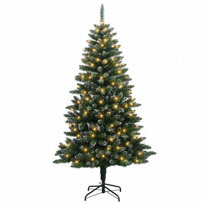 vidaXL Artificial Hinged Christmas Tree 210 cm 300 LEDs Warm White 4