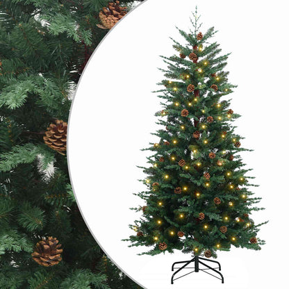 Artificial Hinged Christmas Tree 150 LEDs Warm White Green 180 cm with LEDs
