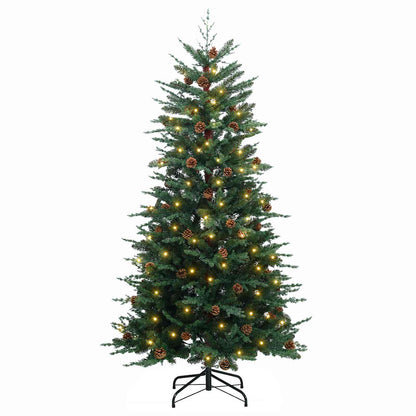 Artificial Hinged Christmas Tree 150 LEDs Warm White Green 180 cm with LEDs