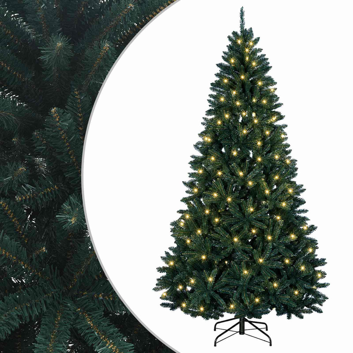 Artificial Christmas Tree with Bauble 210 cm Dark Green Ø 106 x 210 cm with 300 LEDs