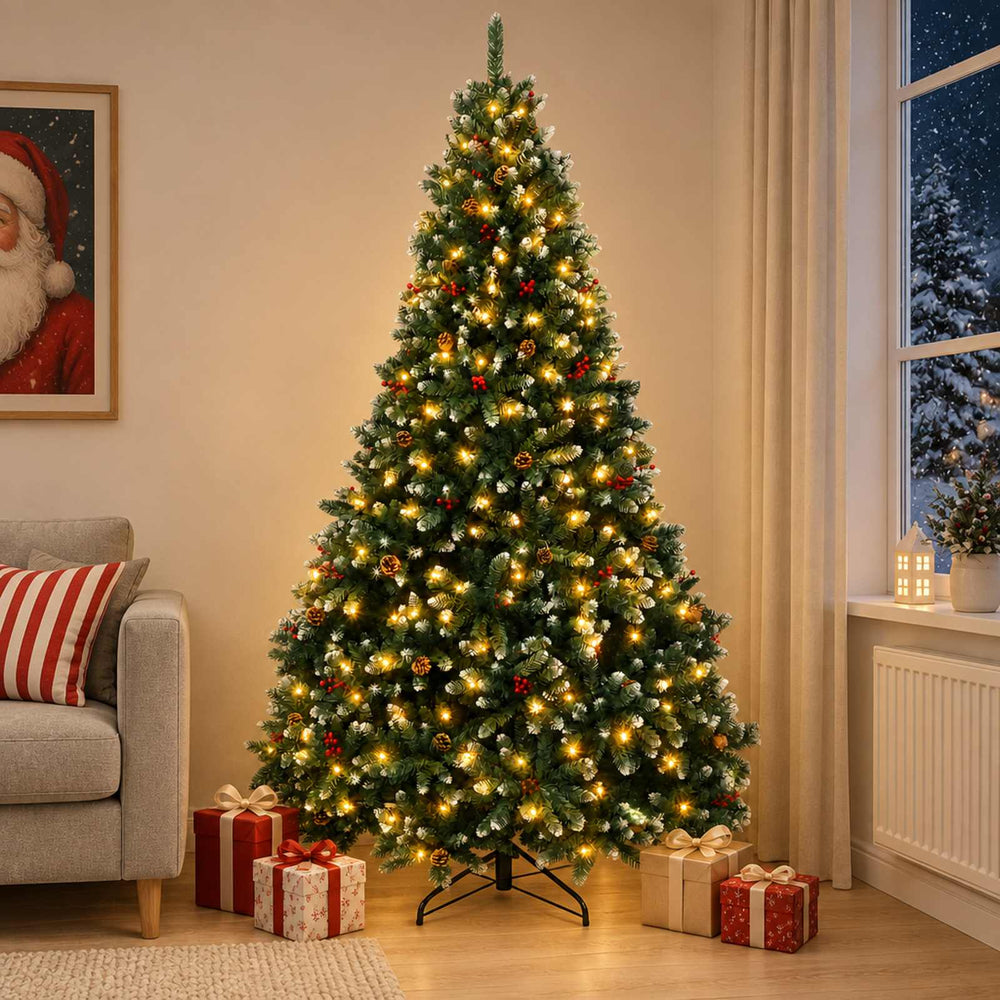vidaXL Artificial Hinged Christmas Tree 300 cm 600 LEDs Warm White