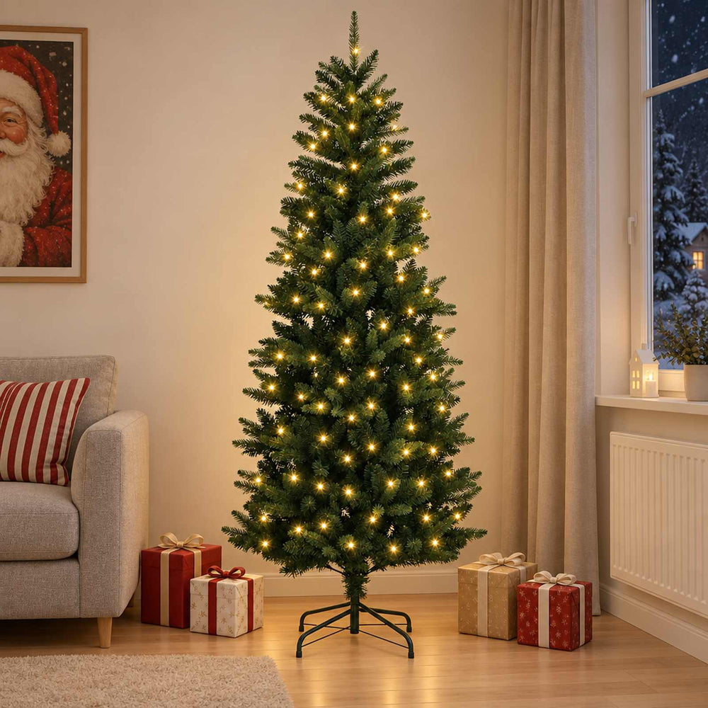 vidaXL Artificial Christmas Tree with Bauble 300 LEDs Green 210 cm