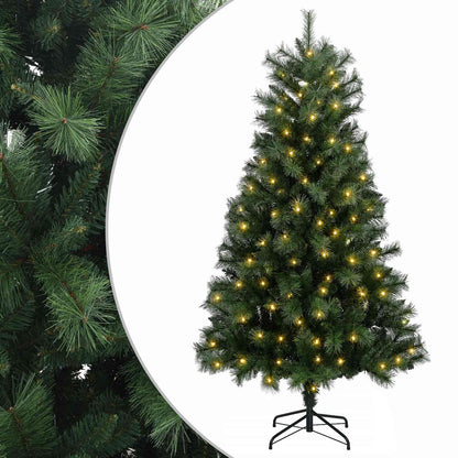 Artificial Hinged Christmas Tree with Baubles 150 LEDs Green 180 cm with LEDs