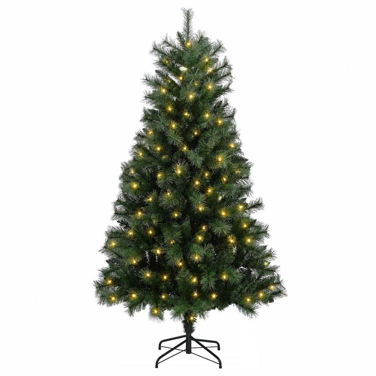 Artificial Hinged Christmas Tree with Baubles 150 LEDs Green 180 cm with LEDs
