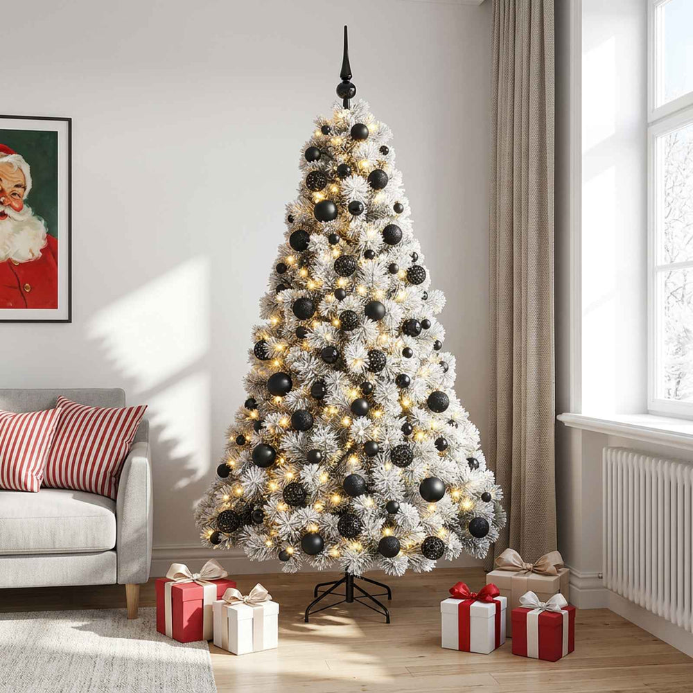 vidaXL Artificial Christmas Tree with Bauble 300 LEDs Green and White