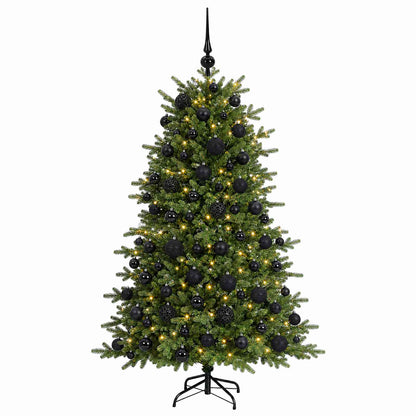 Artificial Christmas Tree with Bauble 300 LEDs 240 cm with LEDs & black balls