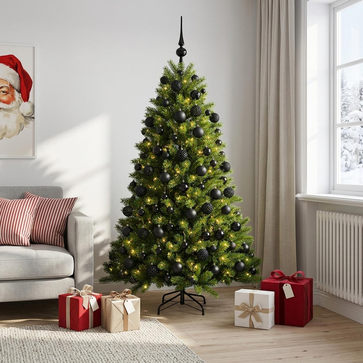 vidaXL Artificial Christmas Tree with Bauble 240 cm 300 LEDs 1