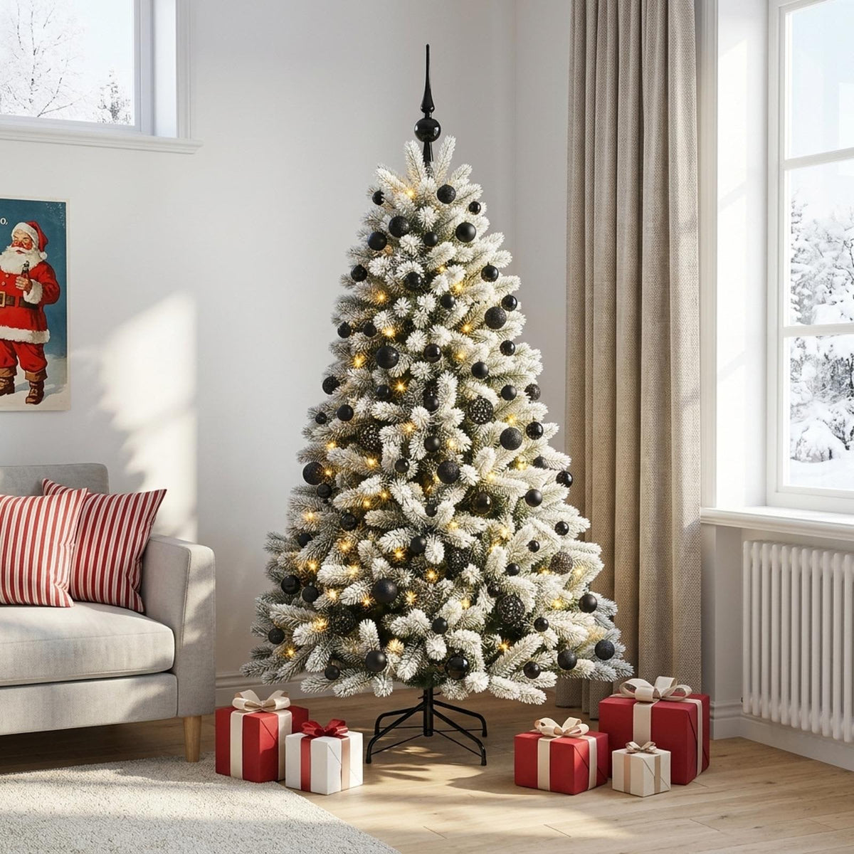 vidaXL Artificial Christmas Tree with Bauble 180 cm 300 LEDs 1