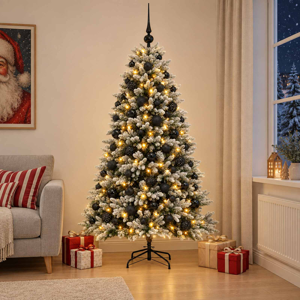 vidaXL Artificial Christmas Tree with Bauble 210 cm 300 LEDs 3