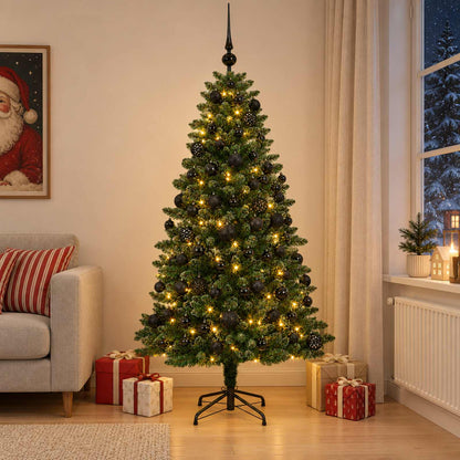vidaXL Artificial Christmas Tree with Bauble 210 cm 300 LEDs 1