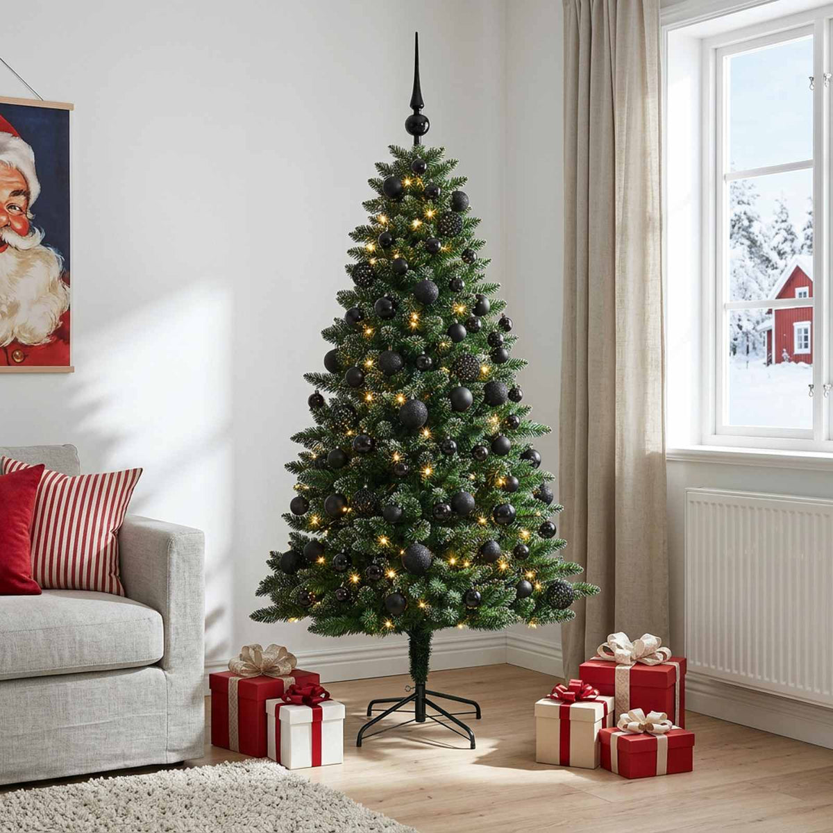 vidaXL Artificial Christmas Tree with Bauble 210 cm 300 LEDs 3