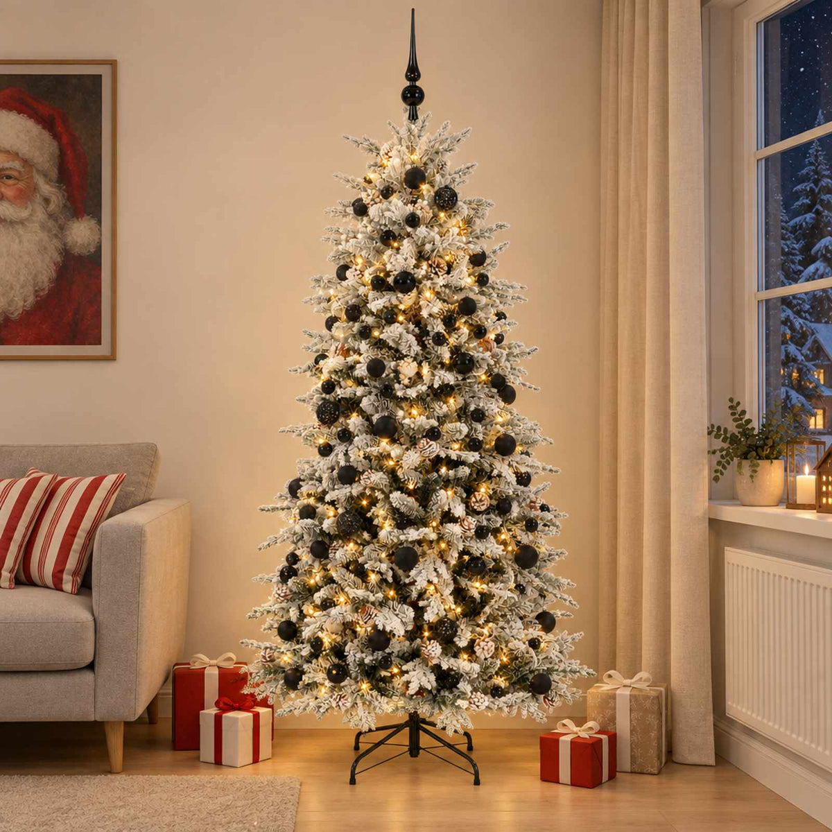 vidaXL Artificial Christmas Tree with Bauble 240 cm 300 LEDs 1