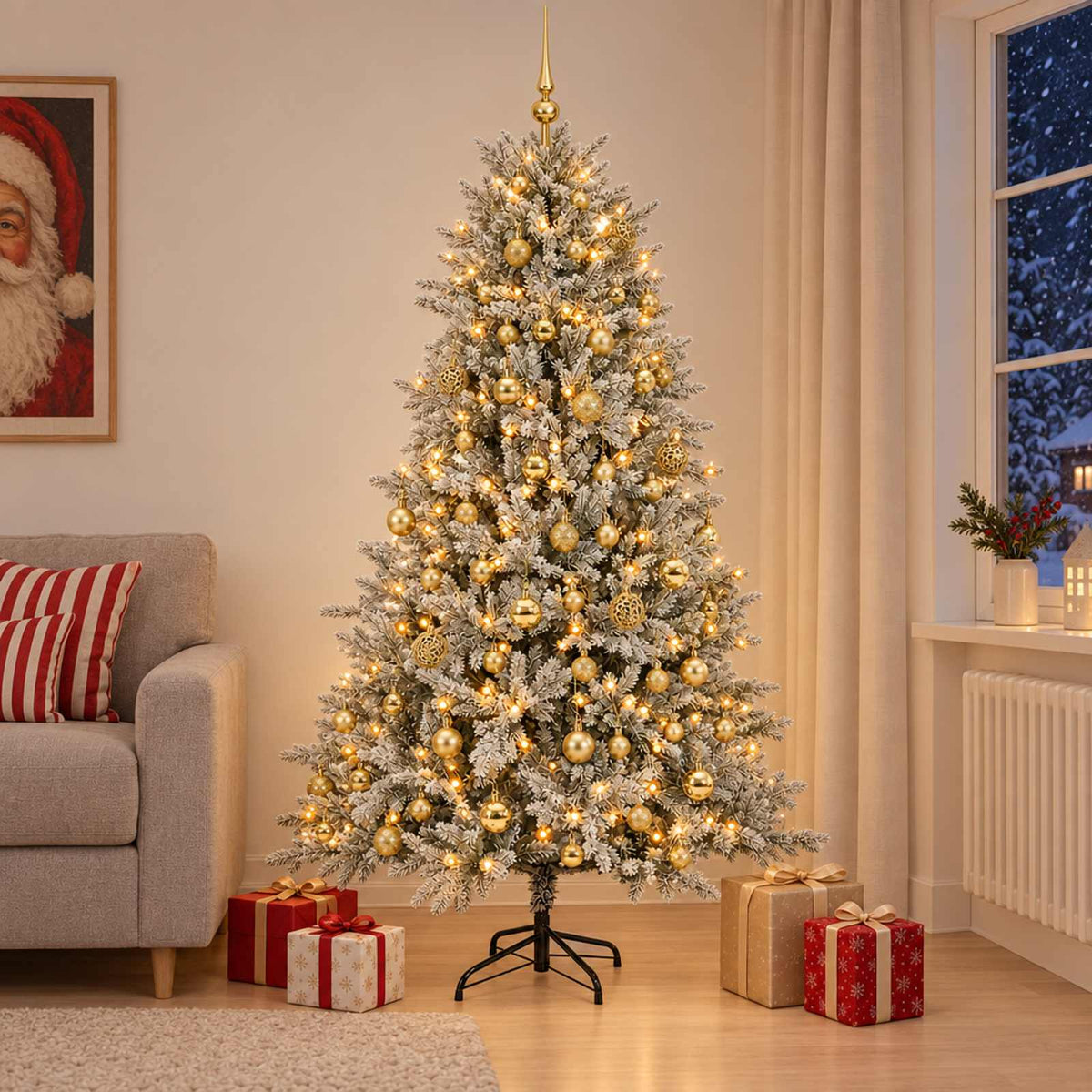 vidaXL Artificial Christmas Tree with Bauble 180 cm 300 LEDs 1