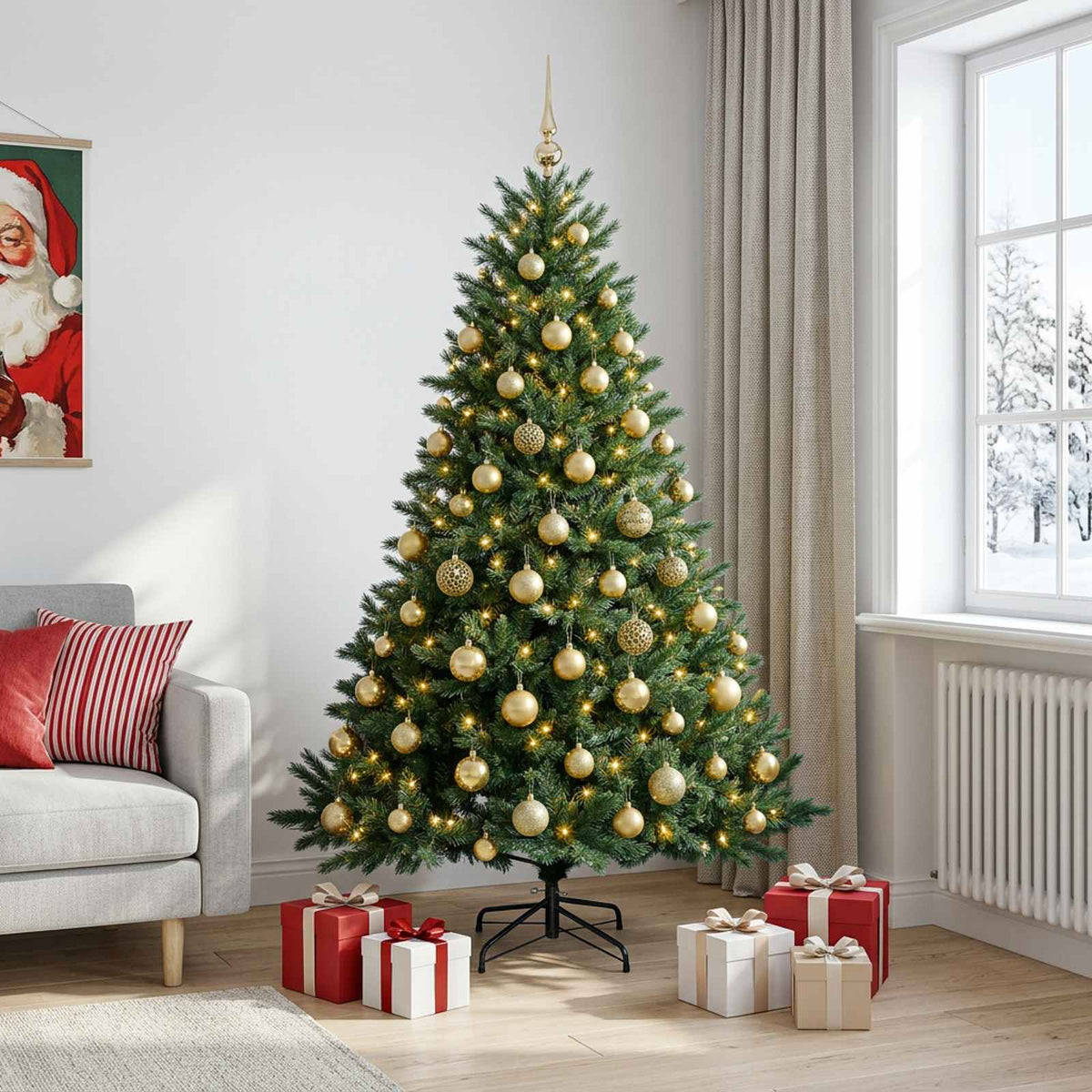 vidaXL Artificial Christmas Tree with Bauble 240 cm 300 LEDs 3