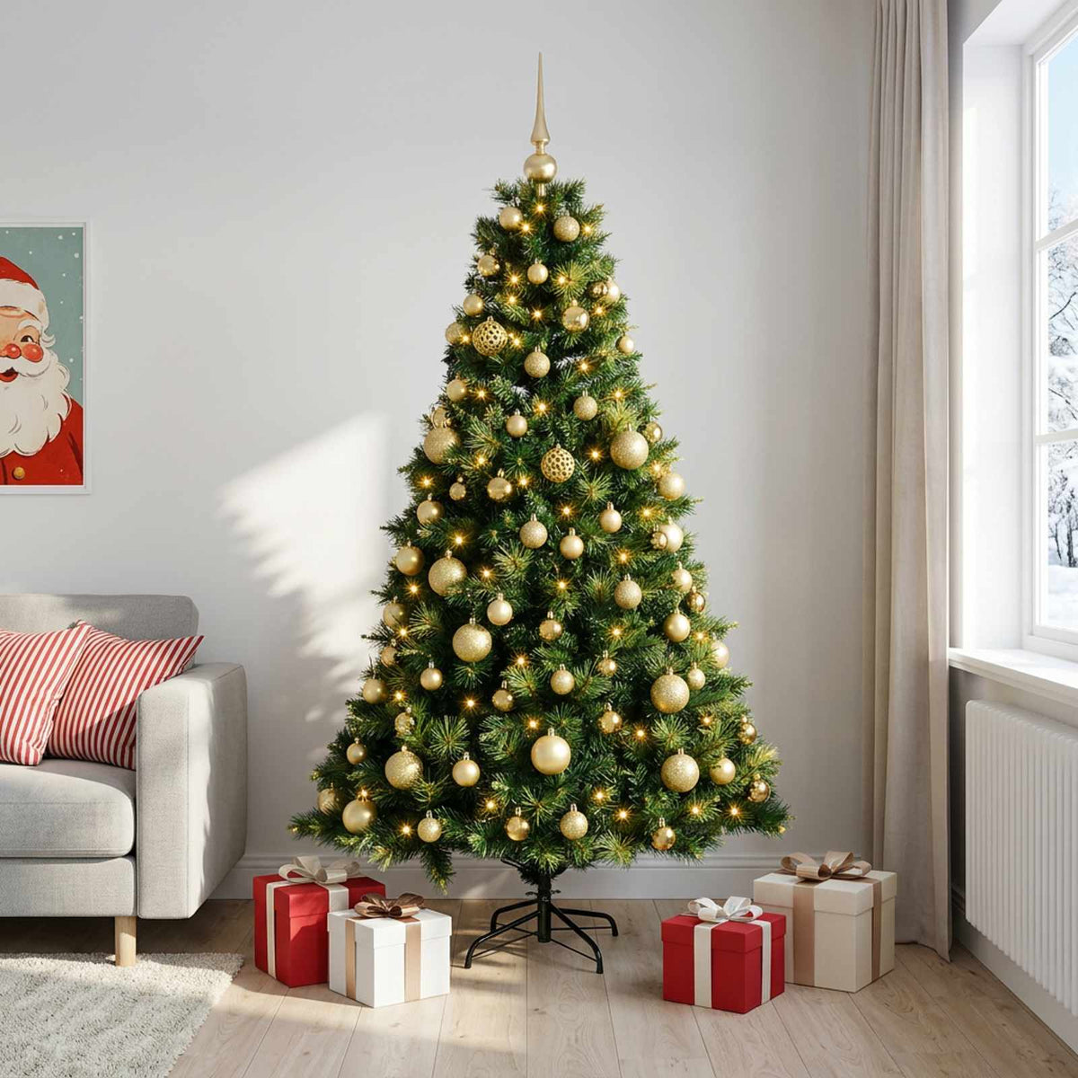 vidaXL Artificial Christmas Tree with Bauble 240 cm 300 LEDs 1
