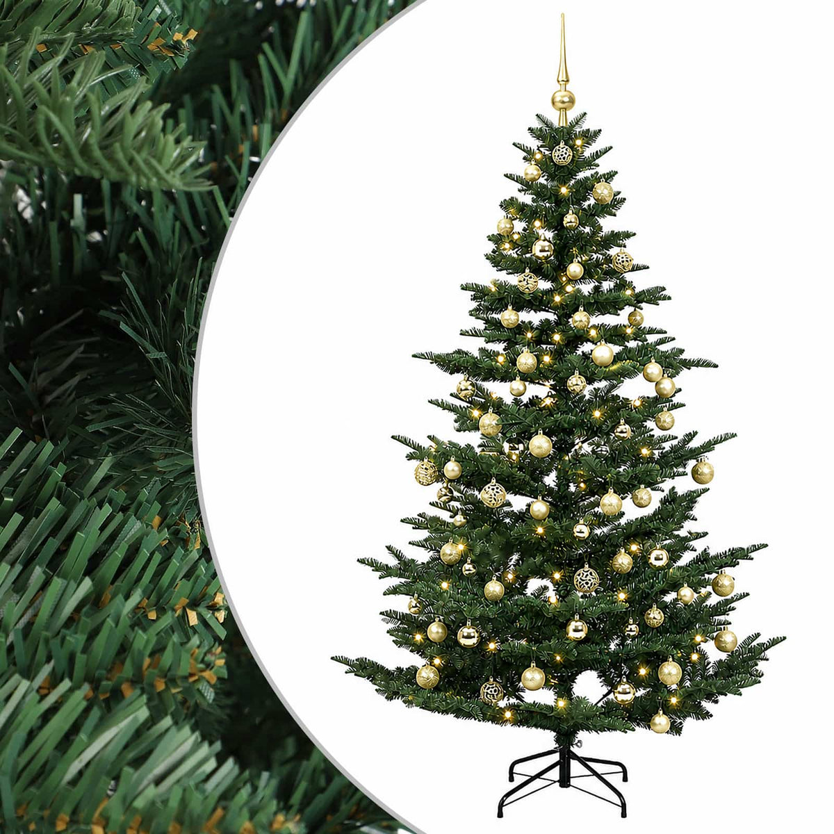 vidaXL Artificial Christmas Tree with Bauble 210 cm 300 LEDs 2